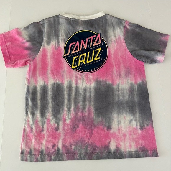 SANTA CRUZ Skateboard Contra Dot Pink Gray Tie Dye short sleeve Tee Shirt- small - Picture 7 of 8